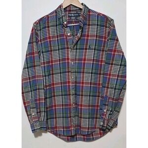 Polo Ralph Lauren Men Check Plaid Pony‎ Casual Shirt Long Sleeve Button Sz L EUC